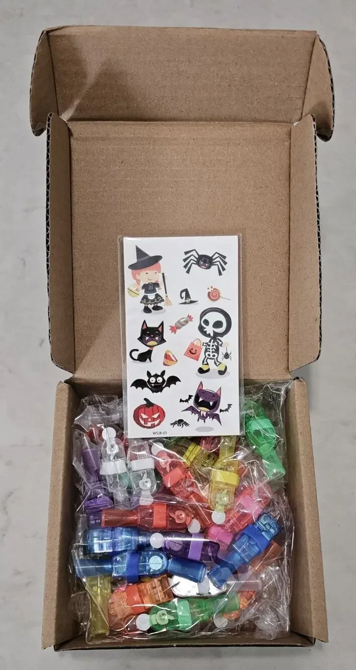 Halloween Party Favors Finger Lights for Kids 24 Pack LED Ring Toys Treat Bag...